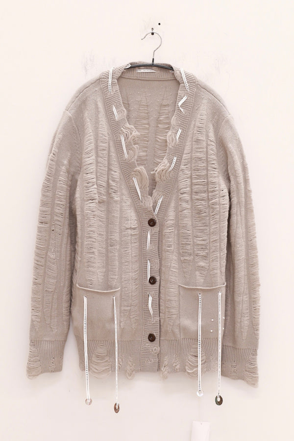 Rui Zhou 25 Autumn/Winter Lace-up Wool Floating Line Long Cardigan RUI-RAW25KN07-Cameo Rose Bean Paste Pink
